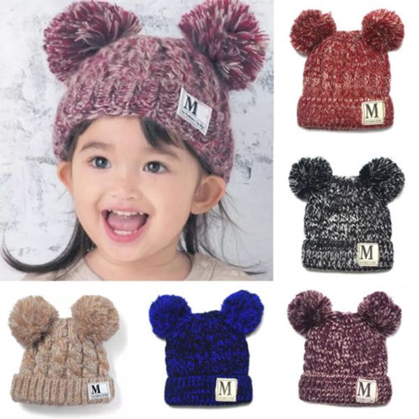 

2019 бренд малыша дети его свойства детские младенческой зима теплая крючком вязать шляпа шапочка cap, Yellow
