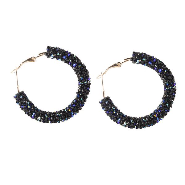 

fashion simple shining crystal hoop earring for women wedding party jewelry rhinestone geometric circle statement earrings sd, Golden;silver