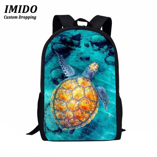 

imido cool sea turtle pattern 3d print school bags for teenage boys cool children daily kids book bag students mochilas custom