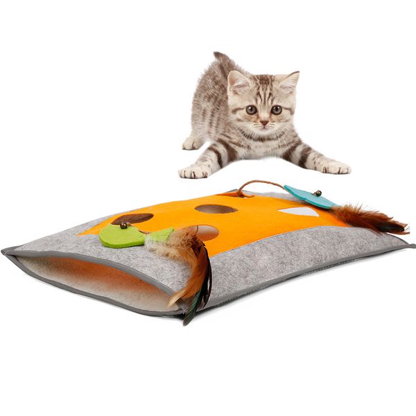 

cat activity play mat fun interactive playing training scratching bed mat