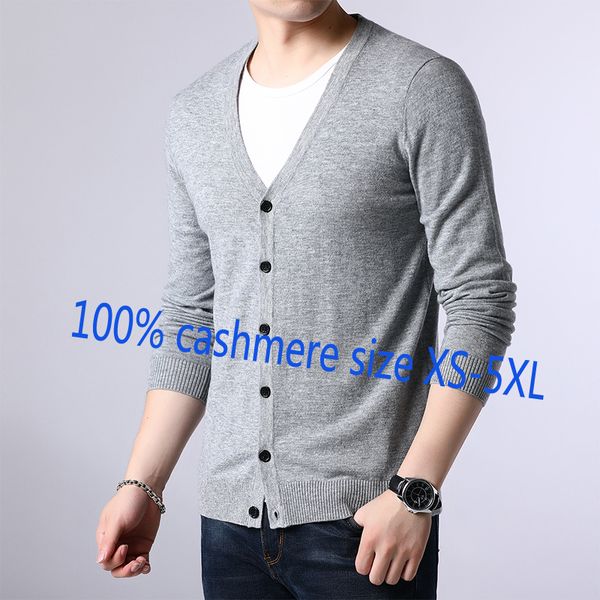 

new autumn 100%pure cashmere thin sweater male coat casual computer knitted v-neck cardigan single breasted plus size xs-2xl 3xl, White;black