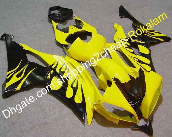 Für Yamaha Fazites YZF600 R6 2008 09 10 11 12 13 14 15 2016 YZF-R6 YZFR6 Yellow Black Motorry Motorradverkleidung (Injektionsformung)