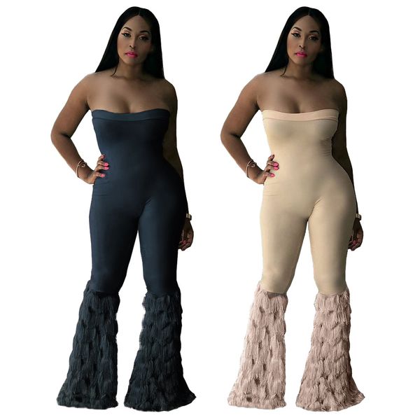 

сексуальные комбинезоны без бретелек с шейным вырезом с кисточками сплошного цвета, комбинезоны, ночной клуб, горячие боди, комбинезон nb-11, Black;white