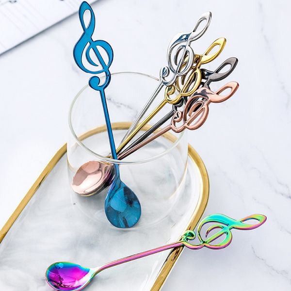 

304 stainless steel musical notes spoon coffee spoon tea stirring spoon music bar ice cream mug dessert scoop creative cutlery