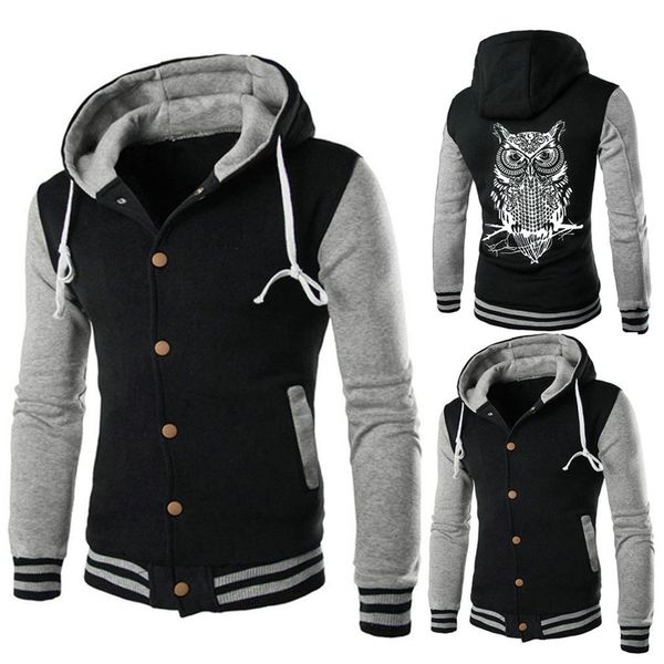 

new parka men print coat jacket outwear sweater winter slim hoodie warm hooded sweatshirt jaqueta masculina 6 colors, Black;brown