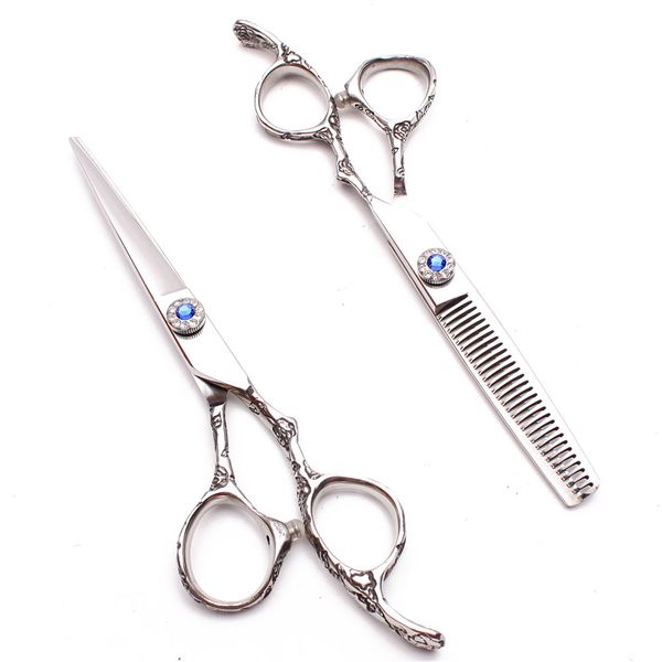 

5.5 inch 16cm 440c engraving logo haircut set hairdressing scissors thinning scissors cutting shears plum handle hair