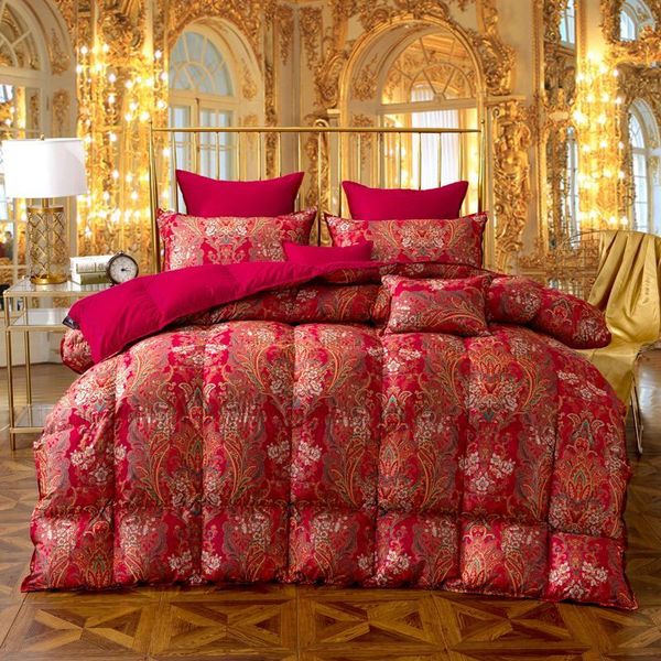 

red wedding down duvet winter stiching quilted quilt bedding throw blanket king queen twin size