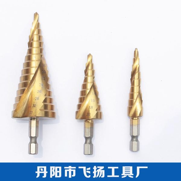 

hexagonal shank spiral step drill bao ta zuan step drill 4-12/4-20/4-32 size reaming bit