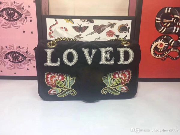 

fashion velvet brand lady womens designer embroidery flowre birds handbags shoulder bags totes vintage 443497