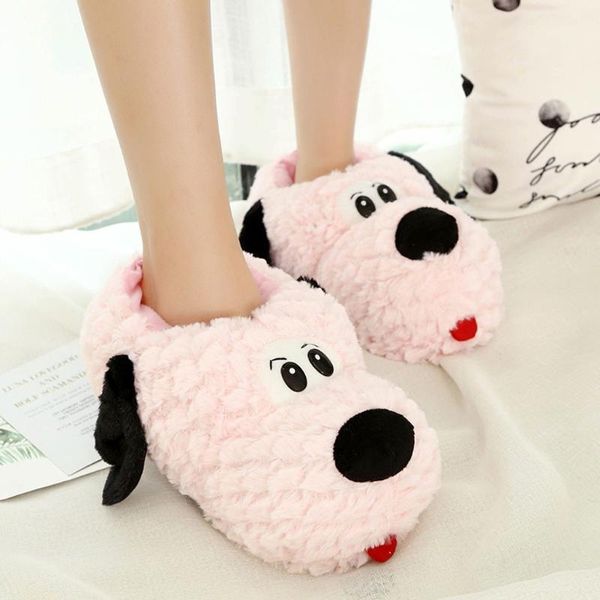 

sagace couple winter slippers puppy cotton slippers cute household plush indoor shoes non-slip floor shoes, Black