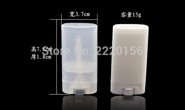 Kostenloser Versand 200 teile/los 15 ml Klar Deodorant Container Lotion Bar 15g Oval Twist Tube Runde Lippen Balsam