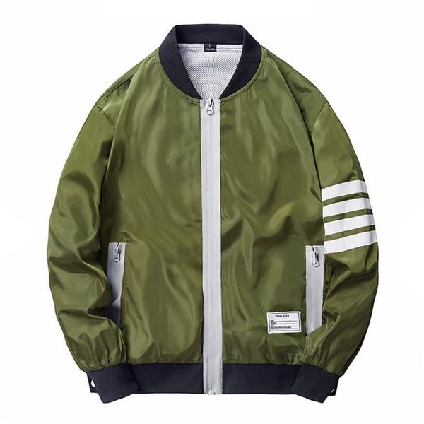 

spring autumn 2020 new men bomber jacket hip hop stripe windbreaker zipper bomber jacket coat men baseball jackets streetwear, Black;brown