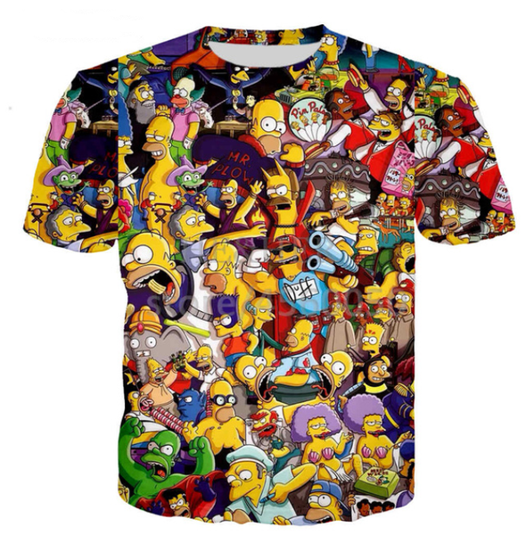 

2019 cartoon character simpson t shirt men women funny 3d print summer short sleeve o neck crewneck casual a236, White;black