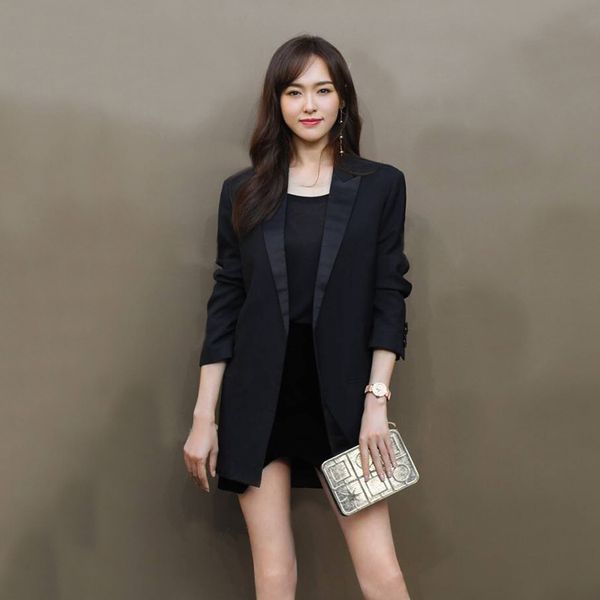 

blazer women suit jacket women's spring and summer small suit jacket women's long korean casual light black coat, White;black