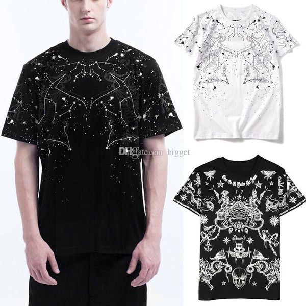 

человек созвездие татуировки мода тенниска конструктора crew neck tee вокруг шеи хлопка s / s t-shirt мужская, White;black