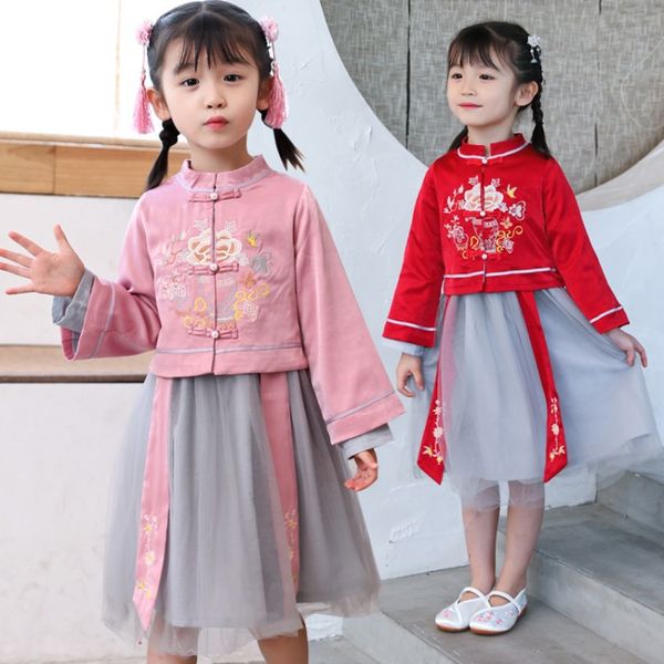 

киайкий ил малого жиле плае два-piece set декого hanfu ѬеѬо младене ви, Red;yellow
