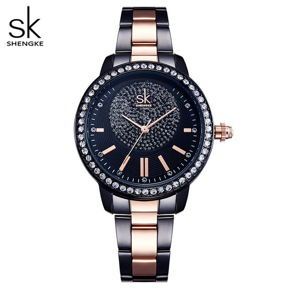 

shengke rose gold watch women quartz watches ladies brand crystal luxury female wrist watch girl clock relogio feminino, Slivery;brown