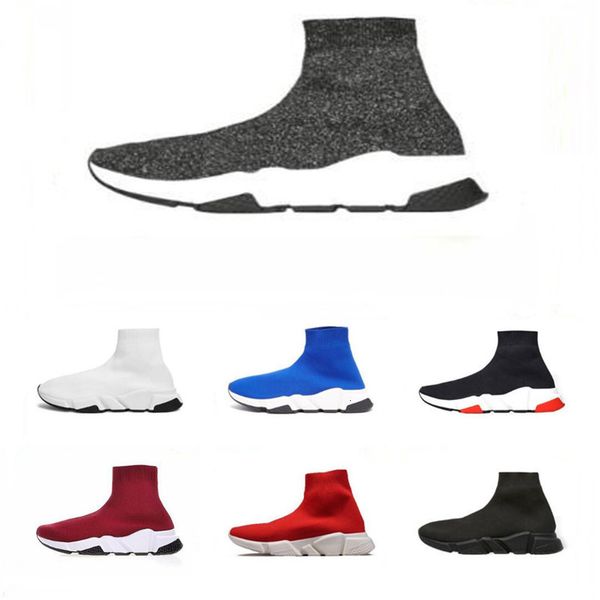 

2019 designer mens women speed stretch-knit mid sneakers luxury sock casual shoes black white blue fashion paris triple s trainers eur 36-45