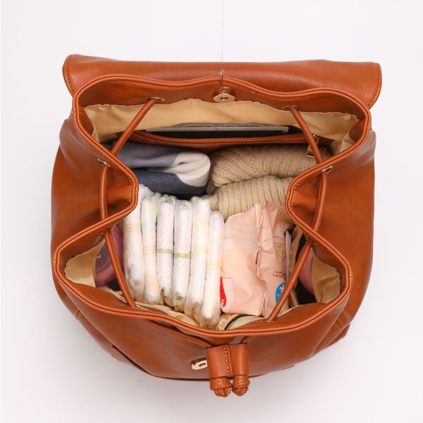 

waterproof diaper bag for mommy maternal pu leather nappy backpack baby infant organizer changing nursing mom pram bag to care