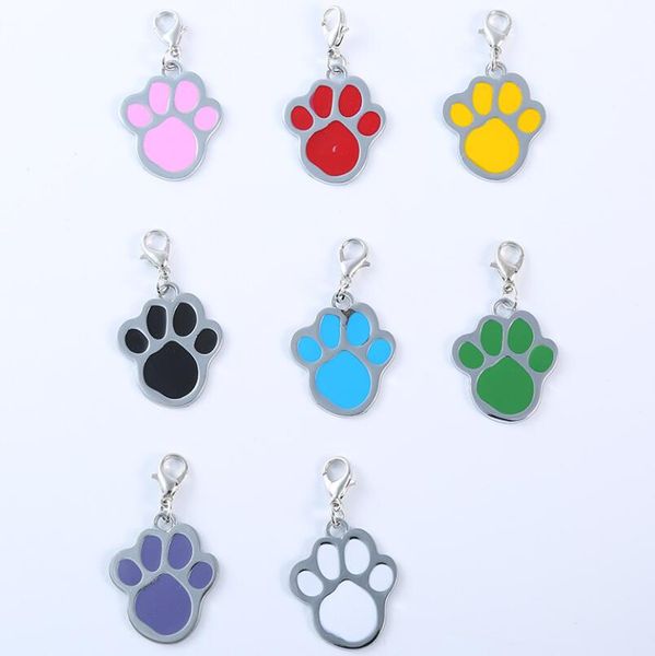 NEW Cat Dog Pet Фирменное наименование Key Ring ID Card брелок Puppy Paw Print Подвеска Key Holder Оптовая собака тегов 8 цветов свободный корабль