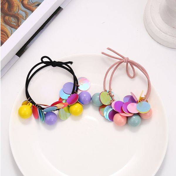 

m mism shiny sequins scrunchy for childrenn candy color girls hair accessories modish korean style elastic hair hands, Slivery;white