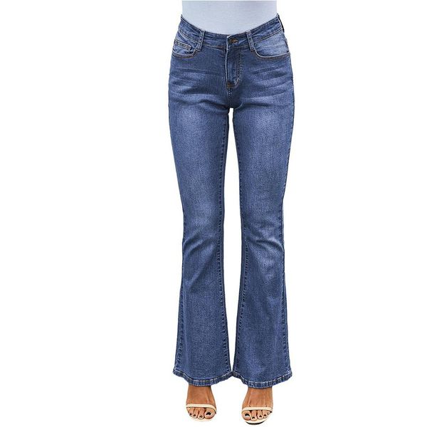 

средние синие выстиранные винтажные широкие джинсы, Blue