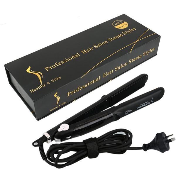 

icoco steam function flat iron tourmaline ceramic vapor professional hair straightener infusion straightening irons, Black