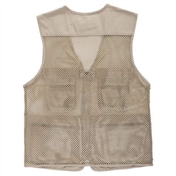 

outdoor t-shirts multi-pockets cotton mesh vest men hiking hunting pography jackets waistcoat light-weight functional casual vests 5xl, Gray;blue