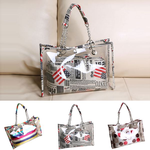 

women's fashion shoulder handbags large capacity totes transparent jelly bags