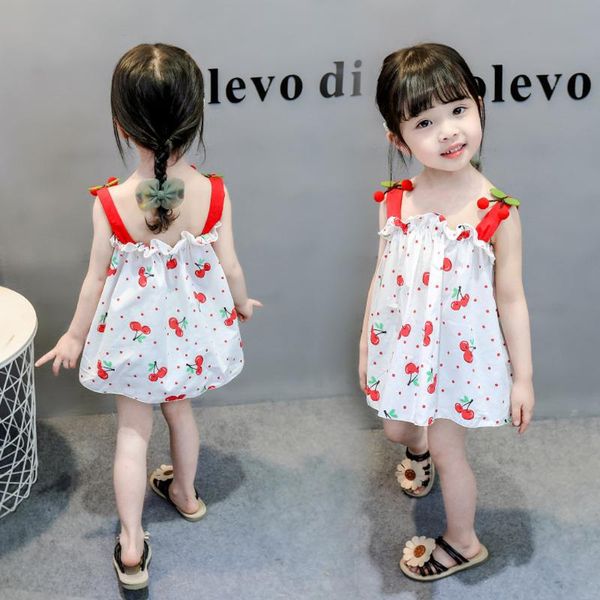 

newborn kids baby gir strap fruit print short pp pants 2pc outfits sets, White