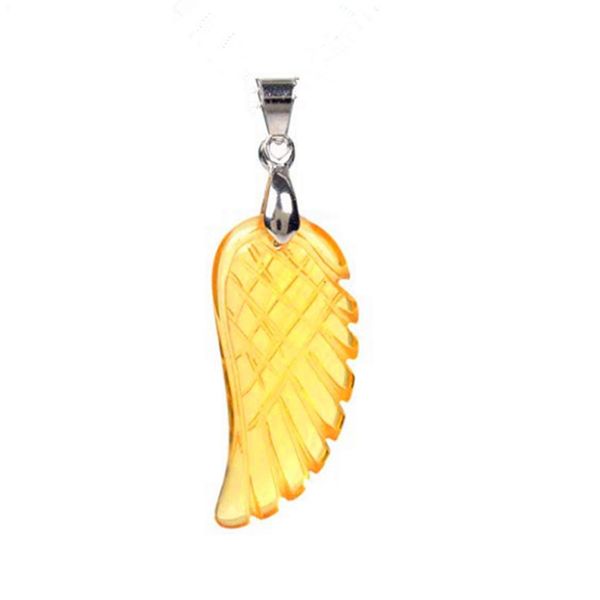 

10 шт angel wing tiger eye камень подвеска классический стиль желтый цитрин кристалл посеребренная amulet jewelr, Silver