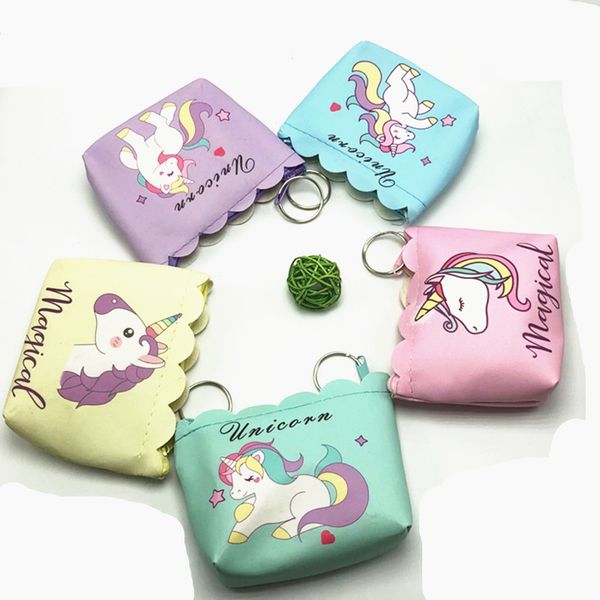 

foreign trade unicorn purse fashion digital printing keychain coin storage bag children's small gifts, Black