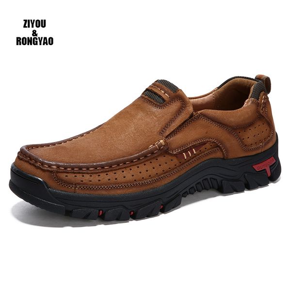 

2019 new men comfortable sneakers waterproof shoes leather sneakers fashion casual shoes male plus size, Black