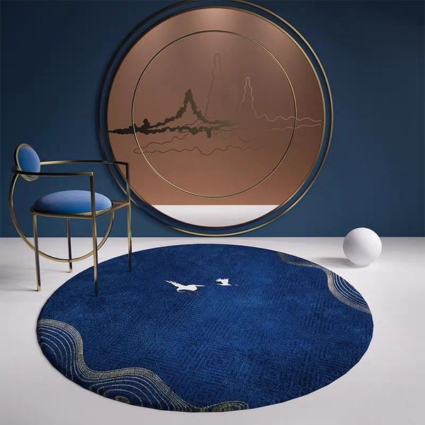 

new chinese retro style round shaped geometric area rug carpet, big size post modern home decoration coffee table carpet
