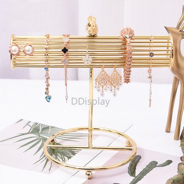 

[ddisplay]vintage golden bird t-bar bracelet stand creative earring metal jewelry display pendant ornament jewelry rack, Black