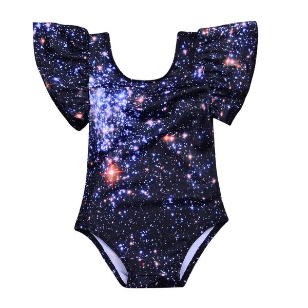 

summer kids baby girls swimwear 3d printed swimsuit beachwear 3d mushroom fantacy starry sky swimming one-piece suits