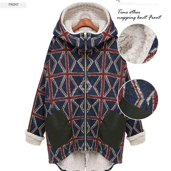 

plus size woman coats winter 2018 elegant clothes korean style zippers fashion outwear wool warm coat, Black