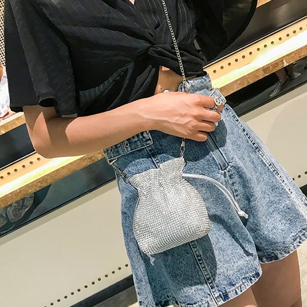 

fashion diamond small bucket bag shoulder bag mini women handbags ladies wedding party purse
