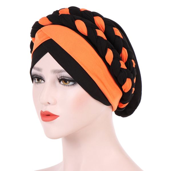 

2018 new women's headwear cap african style muslim turban bandanas hair accessories fashion women patchwork braided headwear