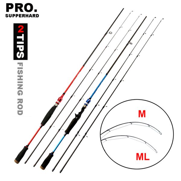 

2.7m fishing rod 2 rod tips lure carbon body casting 2 section fishing pole eva handle