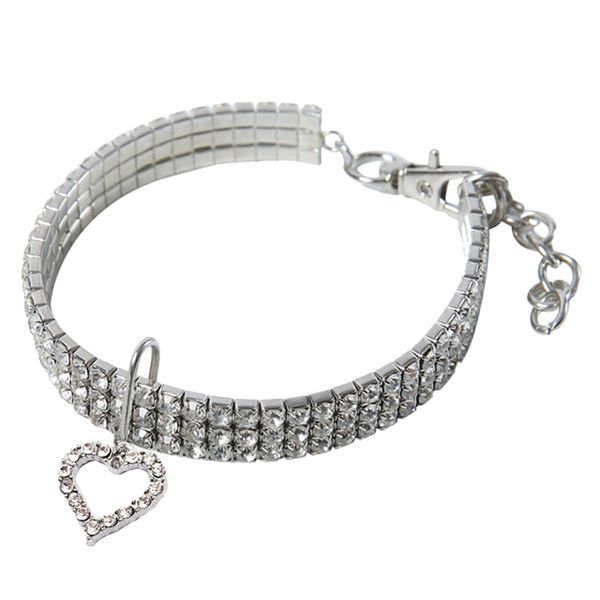 

crystal cat collar dog cat necklace with heart shape pendant