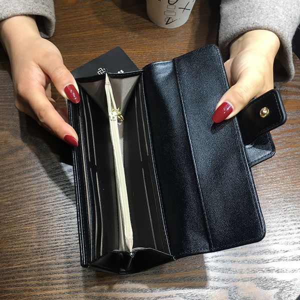 

new korean ladies wallets fashion long short three fold clutch bag multi-function buckle zip coin purse women wallet female, Red;black