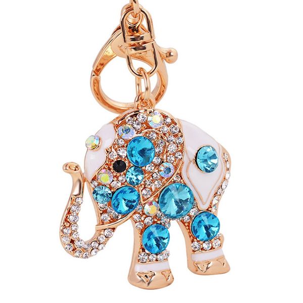 

new design fashion popular alloy rhinestone elephant keychains girls bag key ring ornaments valentine's day gift for lover, Silver