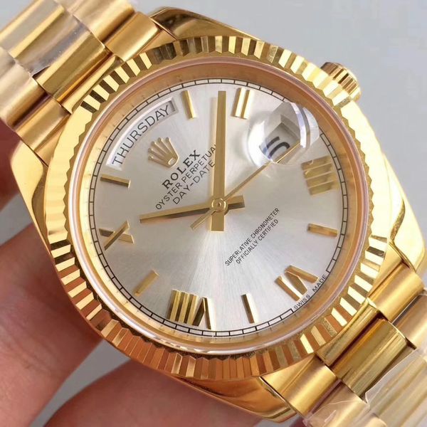 

2019 famou brand 40mm ma ter watche rolex men watch automatic movement teel band gold men with box 9