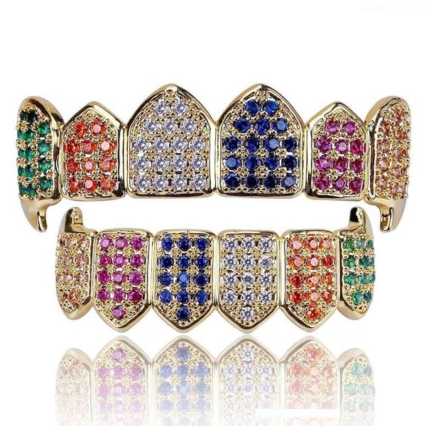 

hiphop hip-hop gold teeth set colourful canine gold implants set, Black