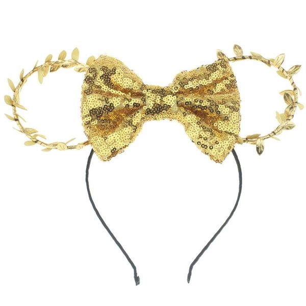 

gril cat ears headband christmas birthday gold sequin bows hairbands party floral crown women hair accessories p props, Slivery;white