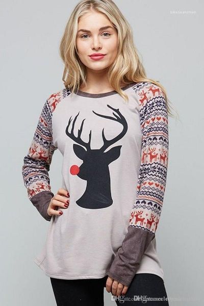 

t shirts letter printed autumn and winter casual long sleeved crew neck t shirts fashion womens tees christmas women designer, White
