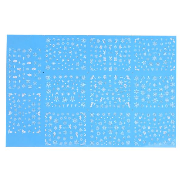 

christmas snowflake snow styles large 3d nail art nail stickers decal tips white xmas reindeer feather make up stickers & decals, Black