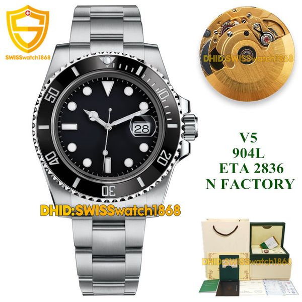 

luxury watch v5 116010 ln eta2836 mechanical automatic 904l steel case ceramic bezel glide lock clasp strap designer watches, Slivery;brown