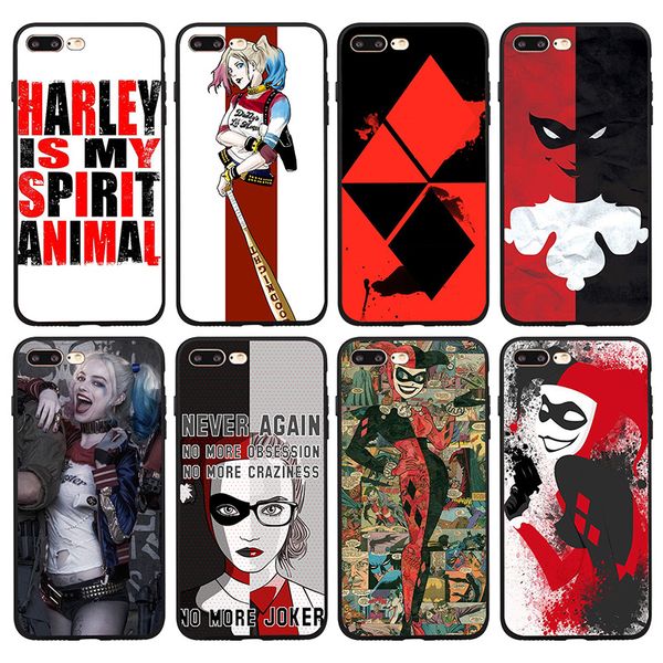

for iphone 11 pro xs max xr phone case suicide squad female clown 6 7 8 x plus black soft cell phone cases